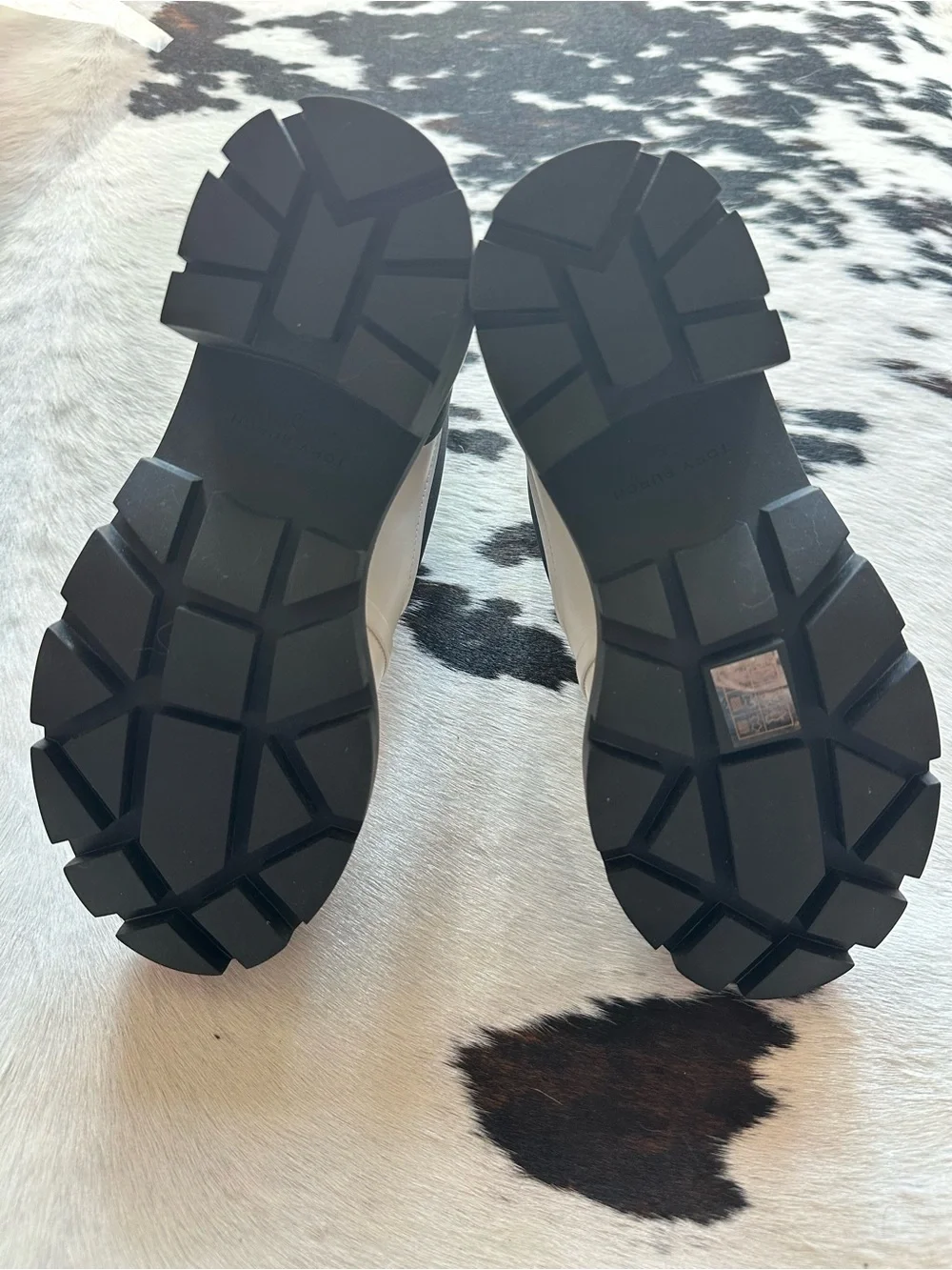 Tory Burch Black and White ‘Storm Tooper’ Chunky Chelsea Boots 9
